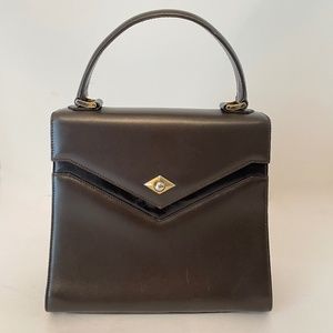 Bally Vintage Dark Brown Leather Top Handle Hand Bag